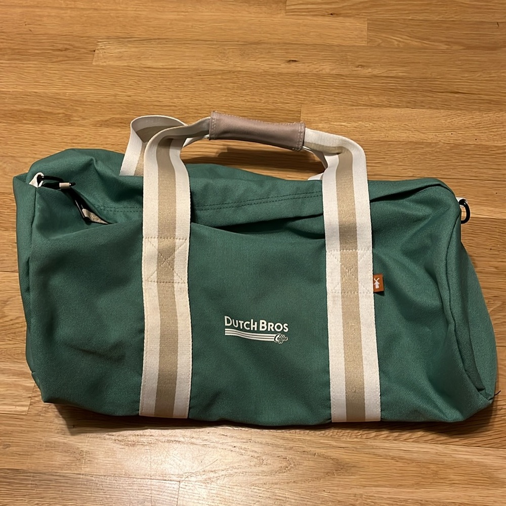 Dutch Bros Coffee logo Green Duffel travel gym bag